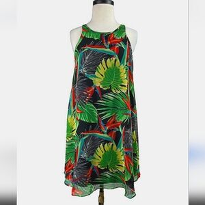 Gianni Bini Bird of Paradise Tropical Floral racer back Shift Dress Sz XS